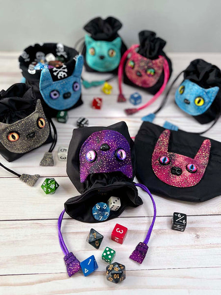 Dice Bag - Teal Cat