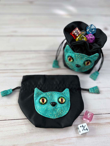 Dice Bag - Teal Cat